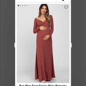 Pink Blush Rust Wrap Empire Maternity Maxi Dress
